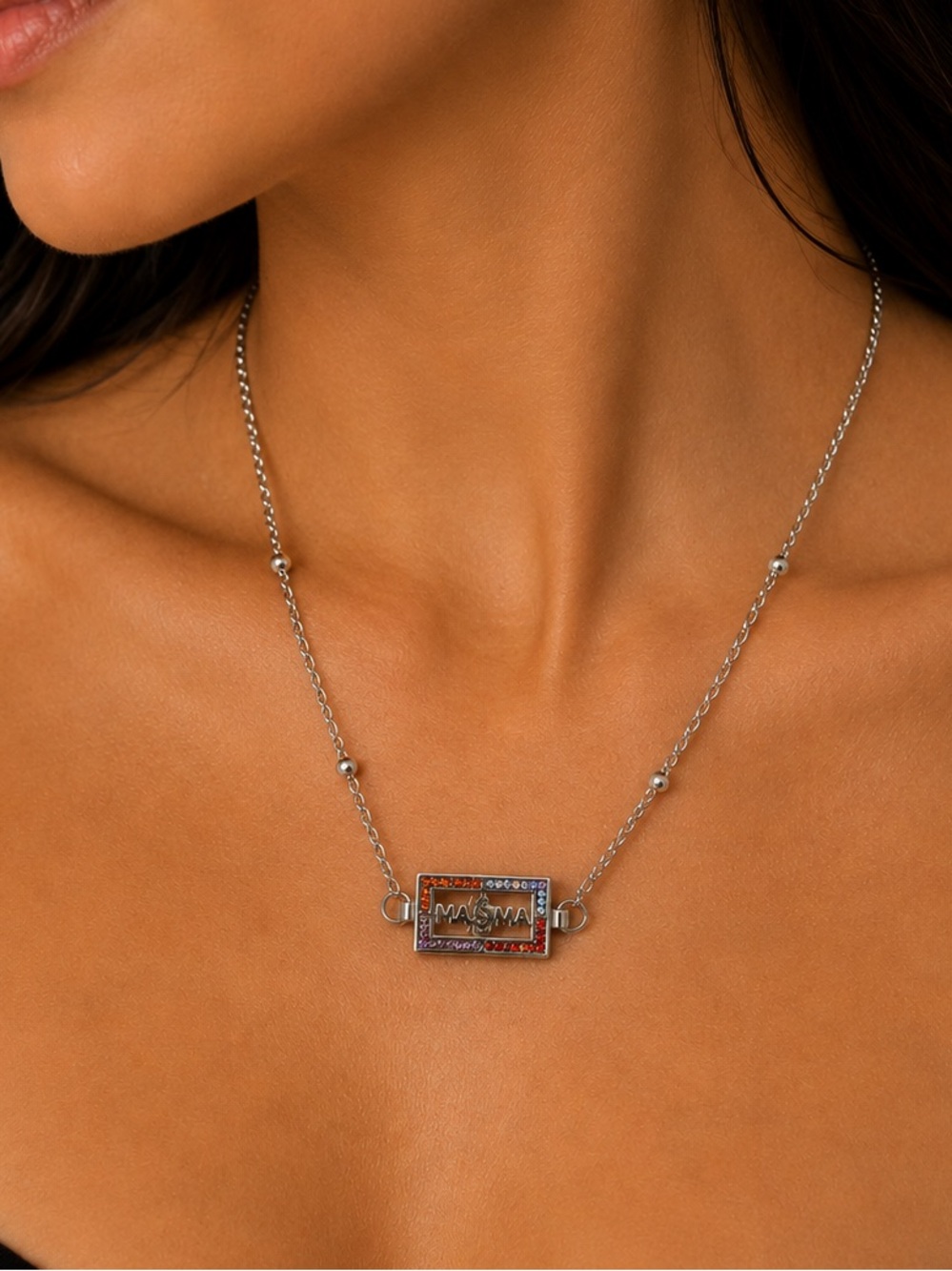 Silver and Multicolor mama  Necklace 316L